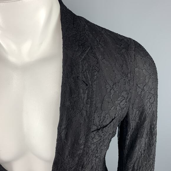 COMME des GARCONS HOMME PLUS S Black Lace Polyester Rayon Notch Lapel Jacket - Picture 3 of 9